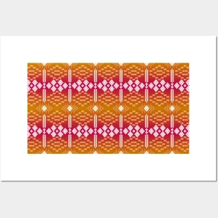 Geometric ethnic pattern. Pixel pattern. Design for clothing, fabric, background, wallpaper, wrapping, batik. Knitwear, Embroidery style. Aztec geometric art ornament print.Vector illustration Posters and Art